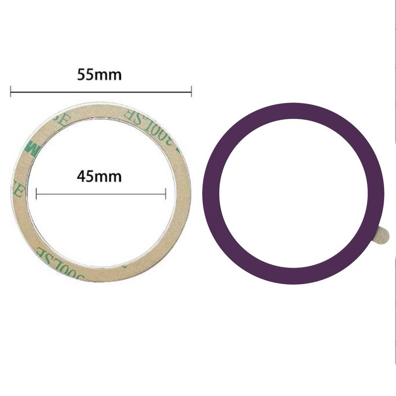 TENOC Universal Metal Ring Sticker for Magnetic Charger Compatible with iPhone/Samsung/Android All Cellphones, Magnetic Mount/Phone Holder Conversion Accessories, 3Pcs, Purple - Image 2