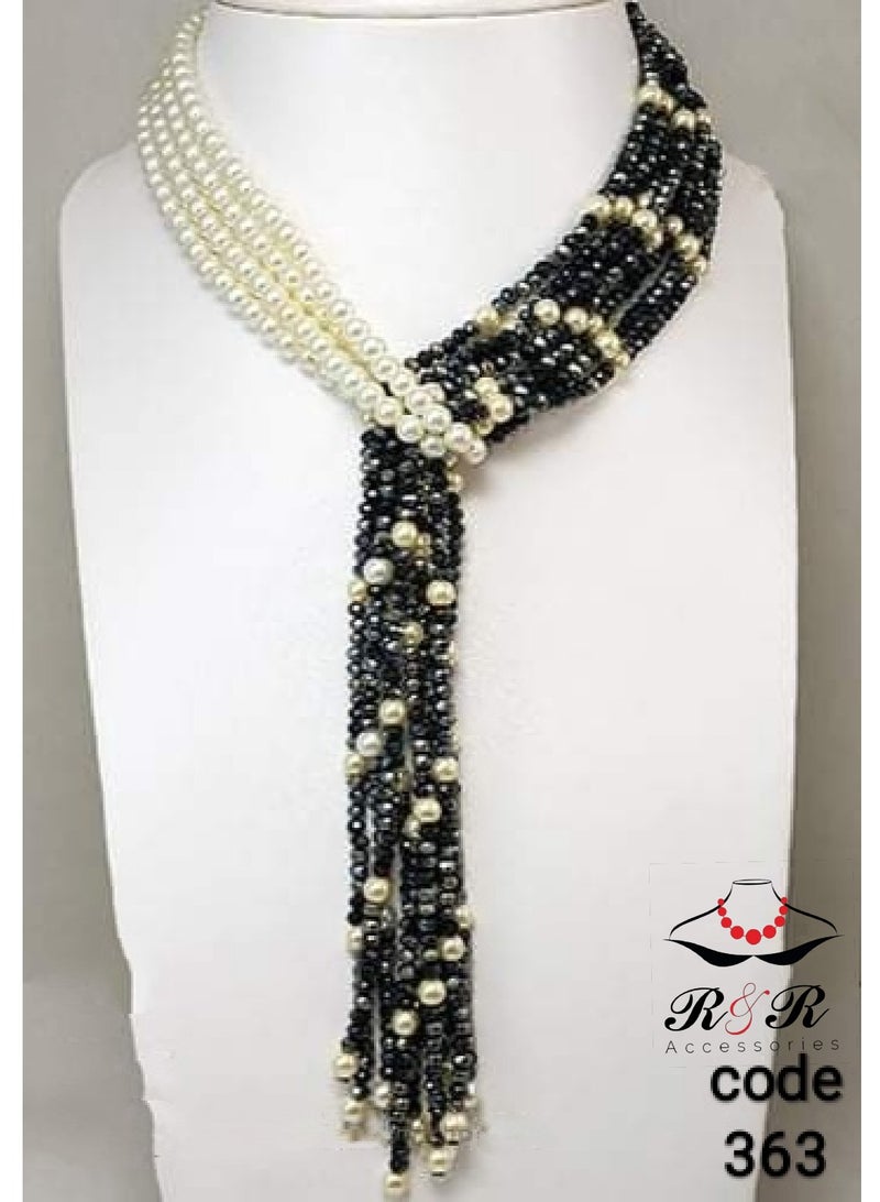 R&R Multi-layered women's necklace of crystals and Mallorcan pearls 