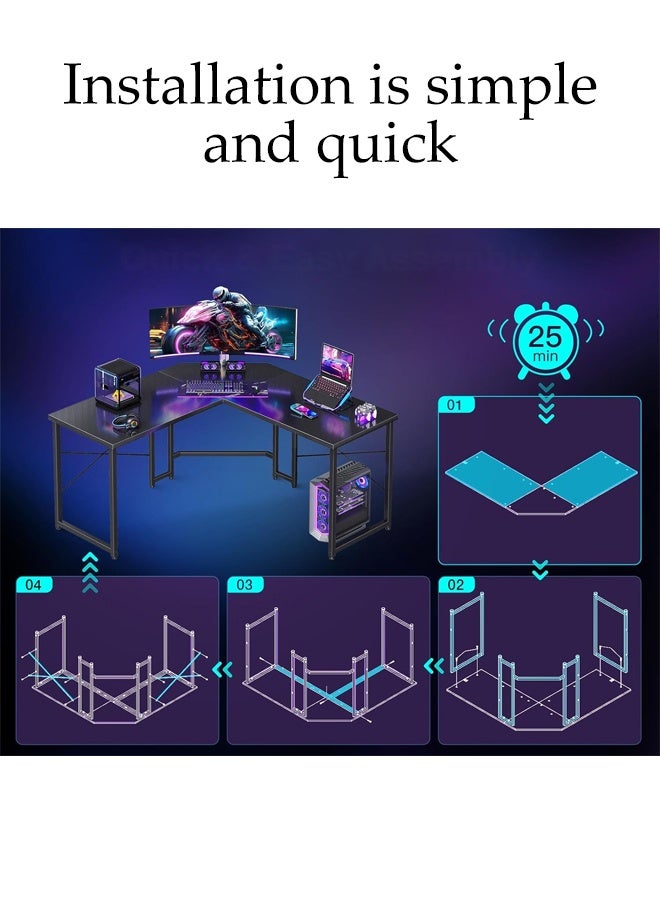 Spides L-Shaped Computer Desk Corner Table Home Gaming Desk Office Writing Workstation PC Desktop Computer Table with Large Monitor Stand Sturdy Ergonomic Study Table Ideal for Home Office Student Study Spacious and Functional - Image 2