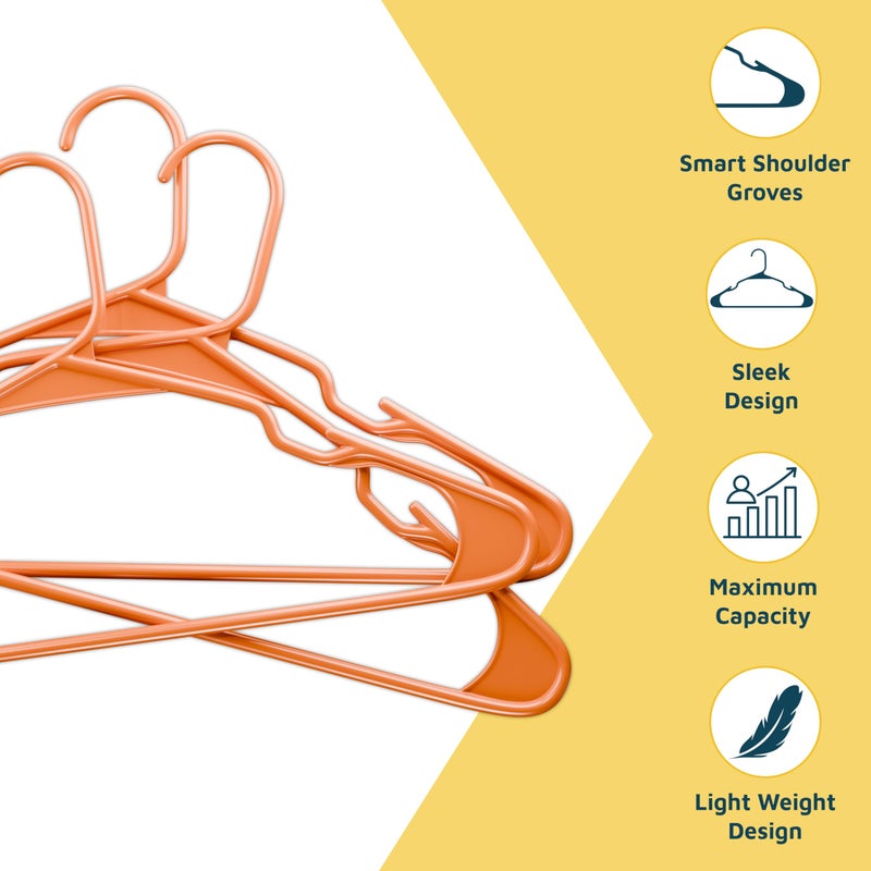 Lifemaster Plastic Clothes Hangers â€“ Heavy Duty Hanger Set, for Organizing Clothes, Dresses, and Coat, Holds Up to 5 lbs, Space-Saving Hangers with Non-Slip Shoulder Grooves, Pack of 30, Orange - Image 4