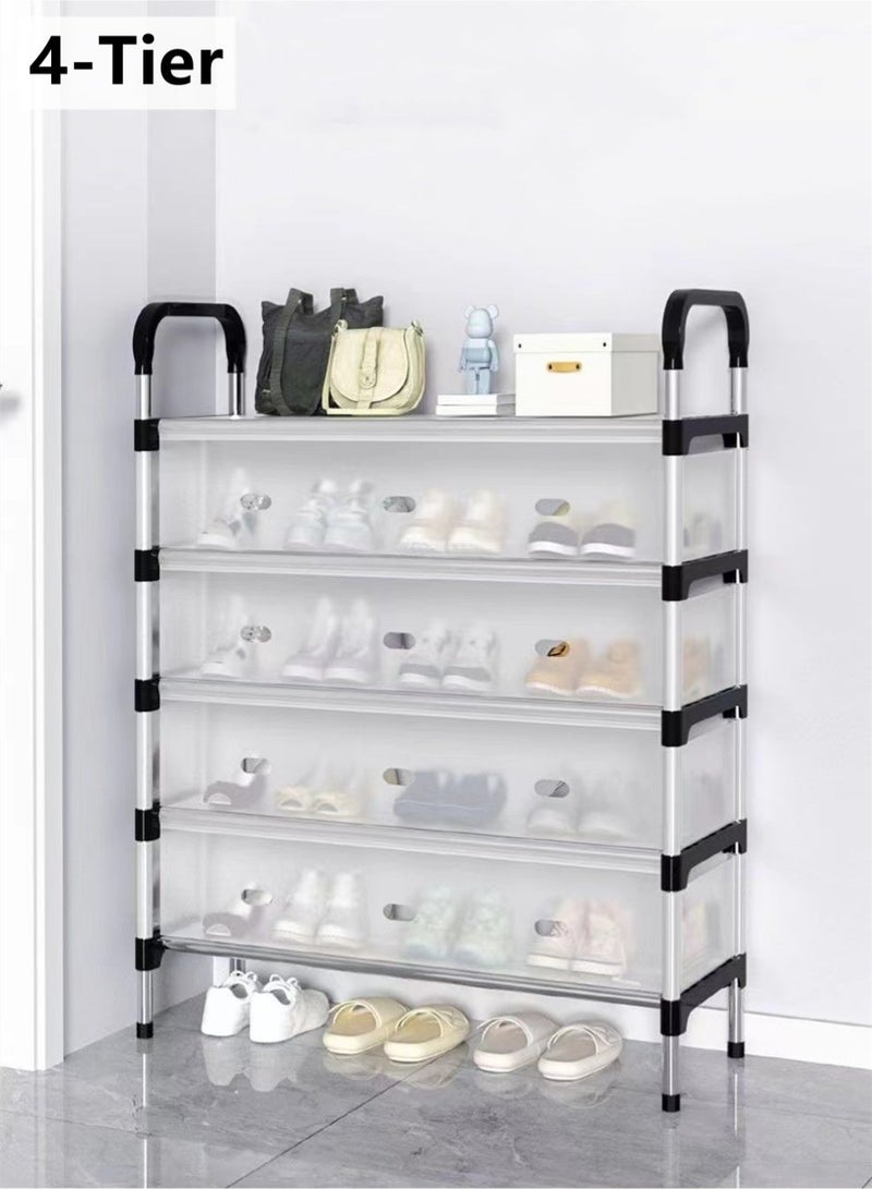 كوتيس 1-قطعة 4 طبقات بسيطة رف الأحذية الجمعية رف الأحذية منظم التخزين الفولاذ المقاوم للصدأ البلاستيك أسود / واضح 66x29x94 سم - Image 1