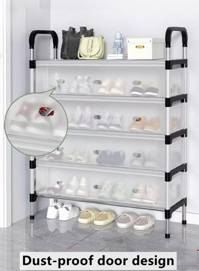 كوتيس 1-قطعة 4 طبقات بسيطة رف الأحذية الجمعية رف الأحذية منظم التخزين الفولاذ المقاوم للصدأ البلاستيك أسود / واضح 66x29x94 سم - Image 2