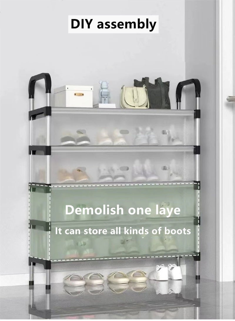 كوتيس 1-قطعة 4 طبقات بسيطة رف الأحذية الجمعية رف الأحذية منظم التخزين الفولاذ المقاوم للصدأ البلاستيك أسود / واضح 66x29x94 سم - Image 3