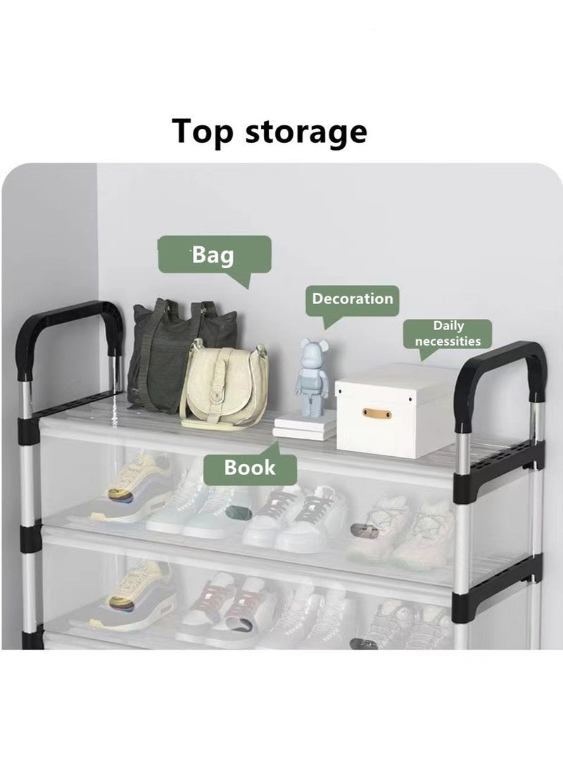 كوتيس 1-قطعة 4 طبقات بسيطة رف الأحذية الجمعية رف الأحذية منظم التخزين الفولاذ المقاوم للصدأ البلاستيك أسود / واضح 66x29x94 سم - Image 4