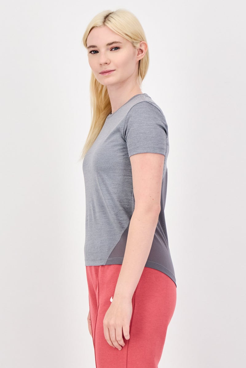 Nike Women Standard Fit Short Sleeve Running T-Shirt, Heather Grey - Image 2