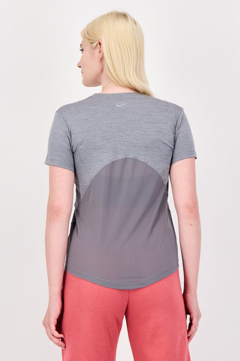 Nike Women Standard Fit Short Sleeve Running T-Shirt, Heather Grey - Image 3