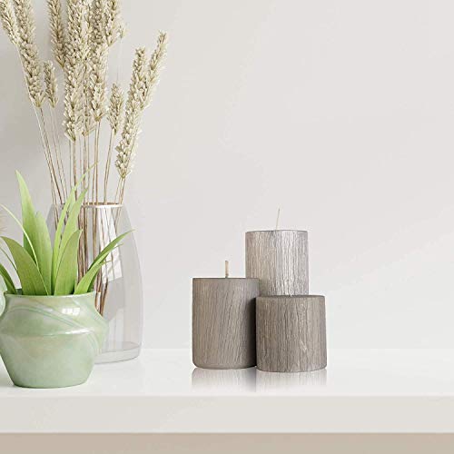 Floryn Decor Set of 3 Metallic Pillar Candles Decoration Dinner Wedding Party Candles Perfect Candles for Home Decor - Church-Spa Candle, Restaurant | Smokeless & Dripless (Silver) - Image 4