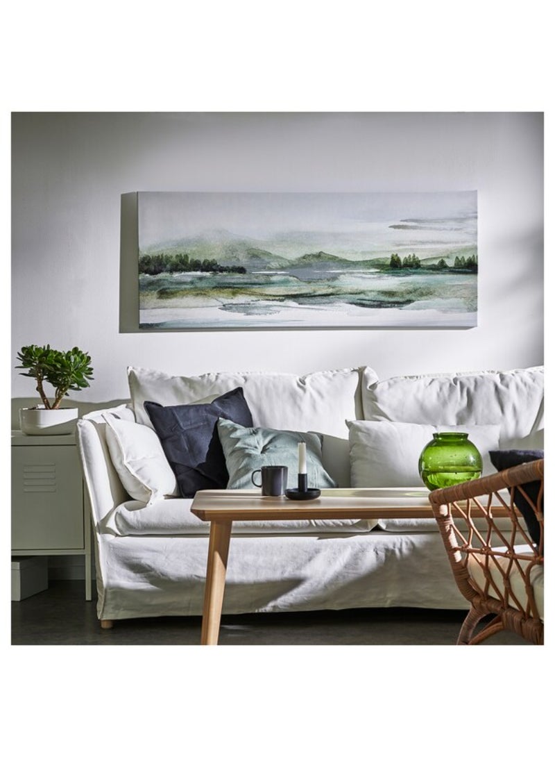 IKEA FRAKTA Picture with frame - green nature/aluminium-colour - 140x56 cm - Image 3