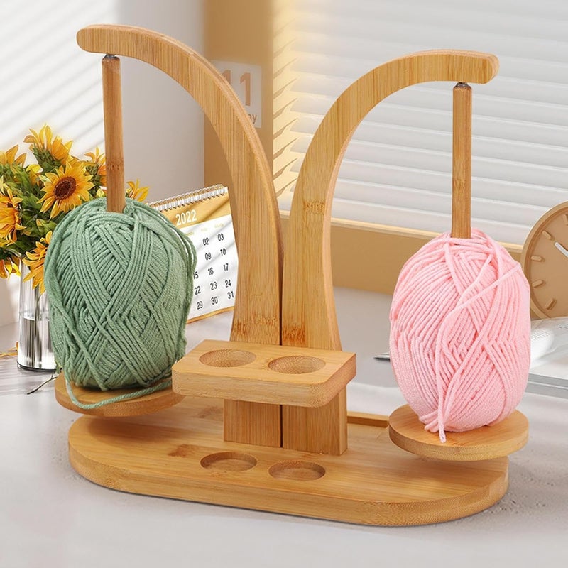 Yarn Cake Winder - Double Spindles Rotating Crochet Tool - Magnetic Wool Winder | for Men Women Crocheting Handwork Craft Enthusiast Home Indoor - Image 2