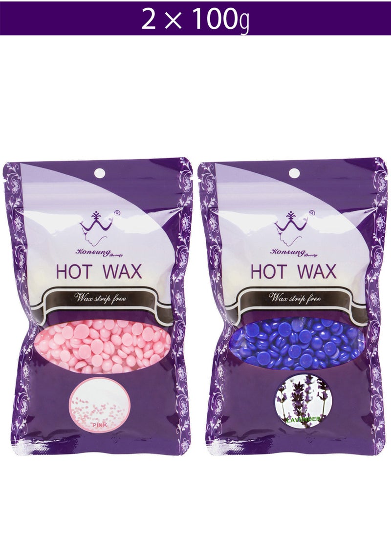 Konsung Beauty Hair Removal Hot Wax Beans Pink And Lavender Total Of 200g  - Image 1