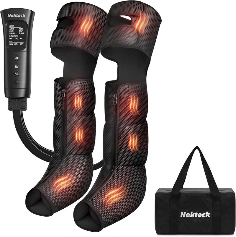 Nekteck جهاز تدليك الساق بالهواء من نيكتيك مع حرارة، أحذية تدليك كاملة للساق لتدفق الدم وتخفيف آلام العضلات - Image 1