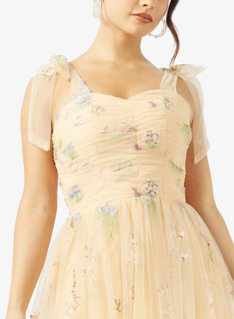 Ginger Boutique  Floral Embellished Corset Bodice Tulle Gown for Women | Best Price UAE