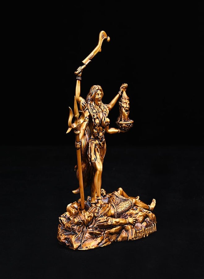 Artarium Kali MATA Statue for Car Dashboard & Home Temple Decor (4 Inch), Antique Gold Kali Maa Idol Hindu Goddess Murti Figurine for Pooja Room, Mandir, Office Desk & Spiritual Gift for Women Men - Image 2