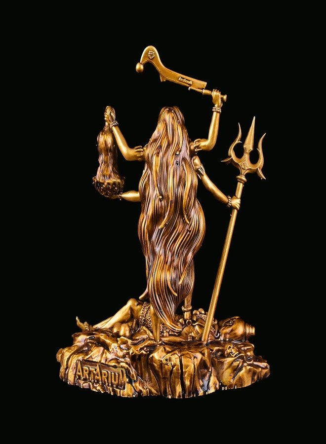 Artarium Kali MATA Statue for Car Dashboard & Home Temple Decor (4 Inch), Antique Gold Kali Maa Idol Hindu Goddess Murti Figurine for Pooja Room, Mandir, Office Desk & Spiritual Gift for Women Men - Image 4