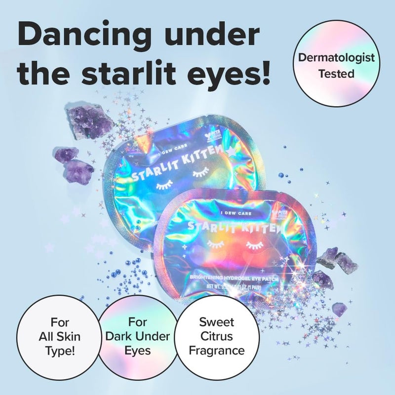 I DEW CARE Hydrogel Eye Patch - Starlit Kitten | Korean Under Eye Patches for dark circles and puffy eyes, Smooths Puffy Eyes, Eye wrinkle patches, Dermatologically Tested, (5 EA) - Image 4