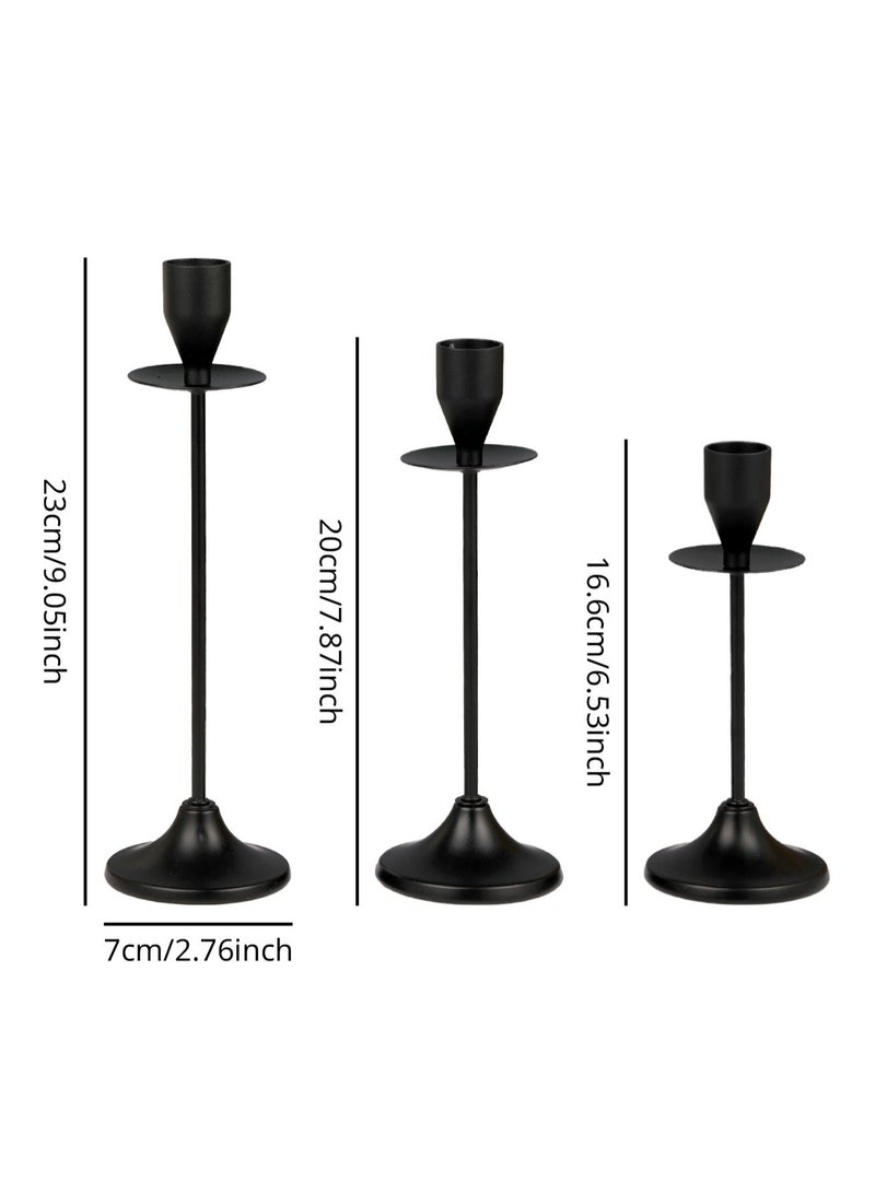 Set of 3 Black Metal Candle Holders/Candlestick Holders for Taper Candles Decorative Candlestick With Anti-Slip Base Holders for Wedding, Dinning - Image 4