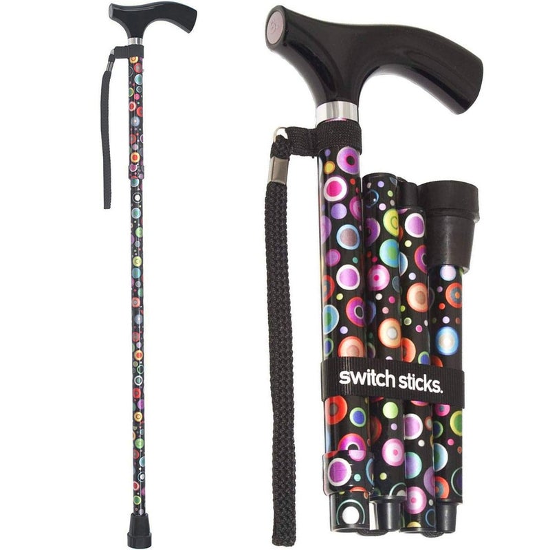 Switch Sticks Switch Sticks Walking Cane for Men or Women Foldable and Adjustable from 3237 Inches FSA and HSA Eligible Bubbles