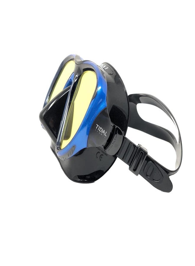Pro Shot Tidal Mask for Snorkeling and Scuba Diving Best Anti-Fog Technology Blue/Black/Tinted Lens (Blue Reflective Lens) - Image 1