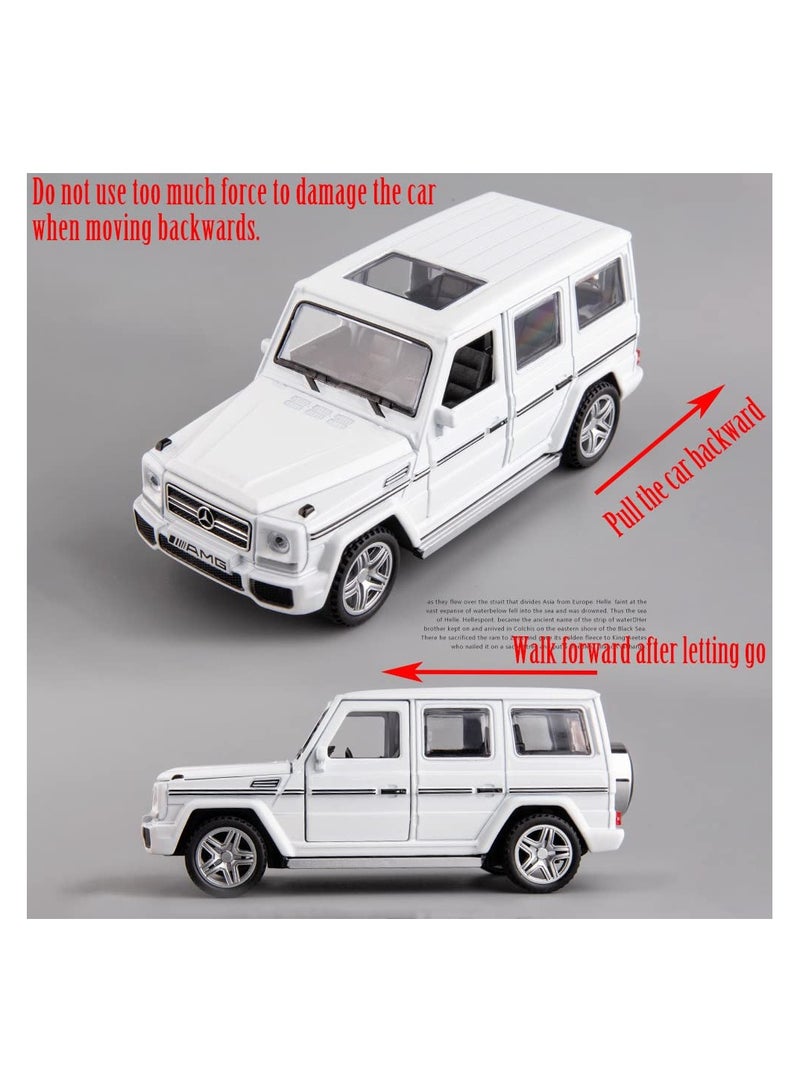 حديقة الألعاب لعبة سيارة بنز G65 AMG باللون الأبيض قابلة للتجميع، نموذج سيارة مصبوبة قابلة للسحب مع أضواء وصوت - Image 5
