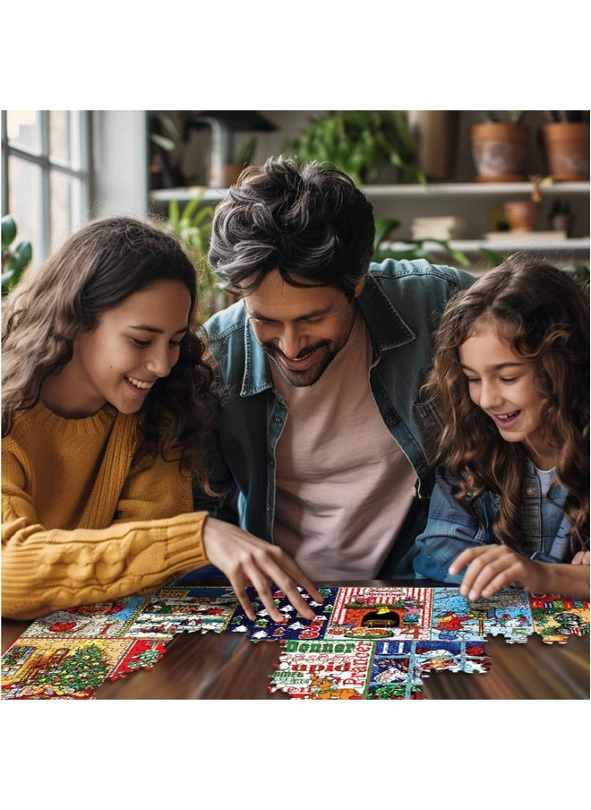 WHITE MOUNTAIN - Calendar Christmas Puzzles 1000 Pieces Winter Collage Jigsaw Puzzle For Adults And Family - Image 1