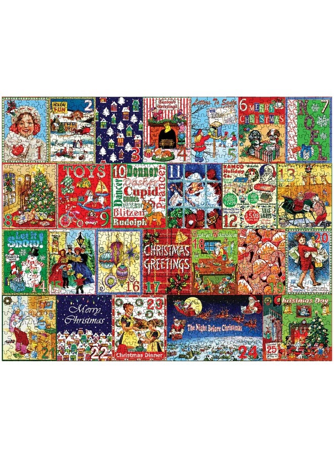 WHITE MOUNTAIN - Calendar Christmas Puzzles 1000 Pieces Winter Collage Jigsaw Puzzle For Adults And Family - Image 1