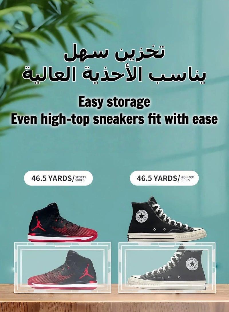 مجموعة صناديق أحذية شفافة قابلة للتكديس مكونة من 4 قطع، صندوق تخزين أحذية، منظم أحذية بلاستيكي قابل للتكديس مع أغطية، حاويات أحذية رياضية بلاستيكية شفافة قابلة للتكديس، تصميم موفر للمساحة للخزانة/غرفة النوم، حاويات مقاومة للغبار 33.5 × 27.5 × 17.5 سم - Image 3