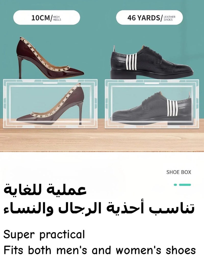 مجموعة صناديق أحذية شفافة قابلة للتكديس مكونة من 4 قطع، صندوق تخزين أحذية، منظم أحذية بلاستيكي قابل للتكديس مع أغطية، حاويات أحذية رياضية بلاستيكية شفافة قابلة للتكديس، تصميم موفر للمساحة للخزانة/غرفة النوم، حاويات مقاومة للغبار 33.5 × 27.5 × 17.5 سم - Image 2