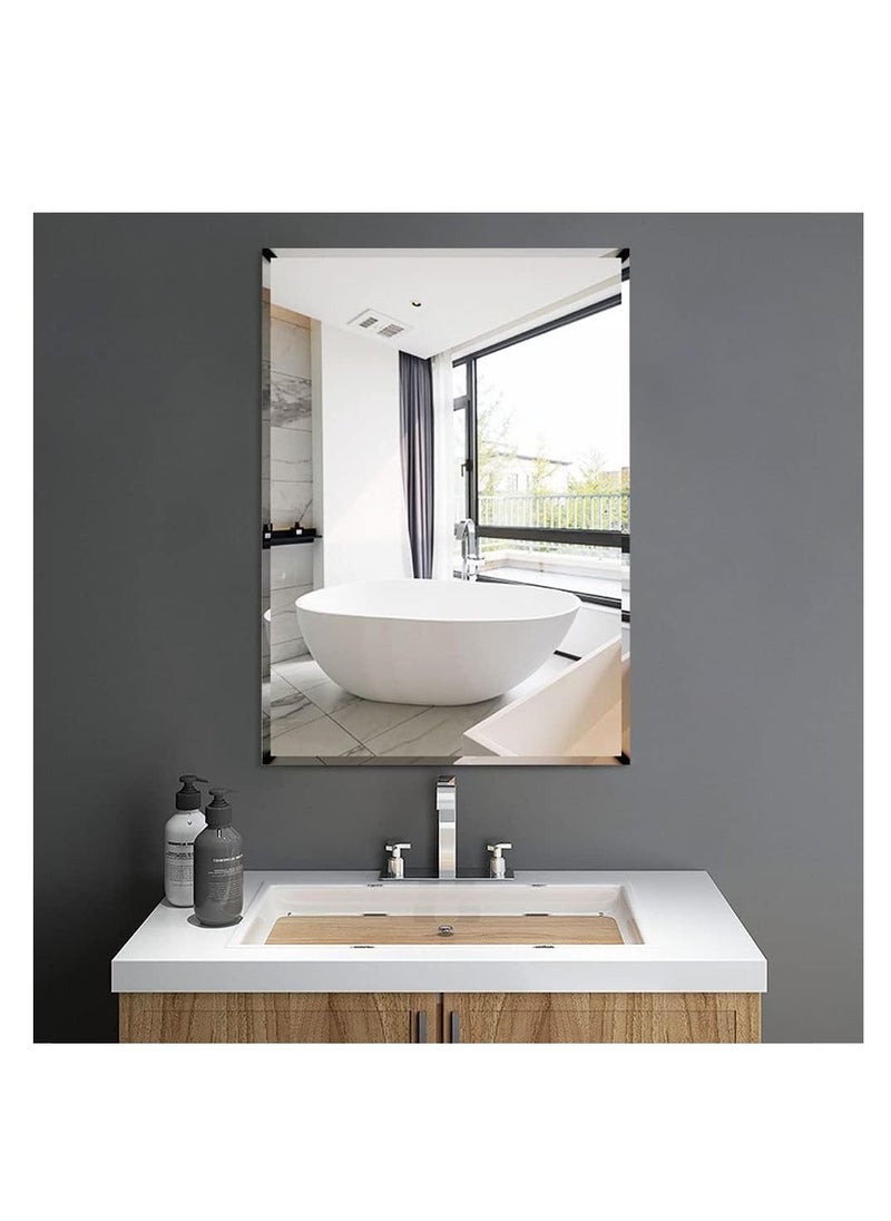 CityRiya-Long - Bathroom Mirror Vanity Makeup Mirror Wall Mounted Frameless Rectangular Mirror for Bathroom Vanity Bedroom Dressing Table Vertical or Horizontal Hanging (50 * 70cm, Clear) - Image 1