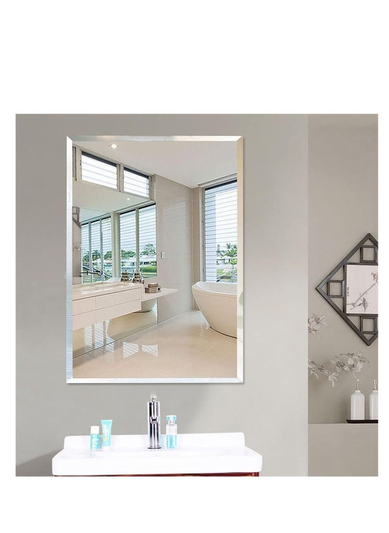 CityRiya-Long - Bathroom Mirror Vanity Makeup Mirror Wall Mounted Frameless Rectangular Mirror for Bathroom Vanity Bedroom Dressing Table Vertical or Horizontal Hanging (50 * 70cm, Clear) - Image 1