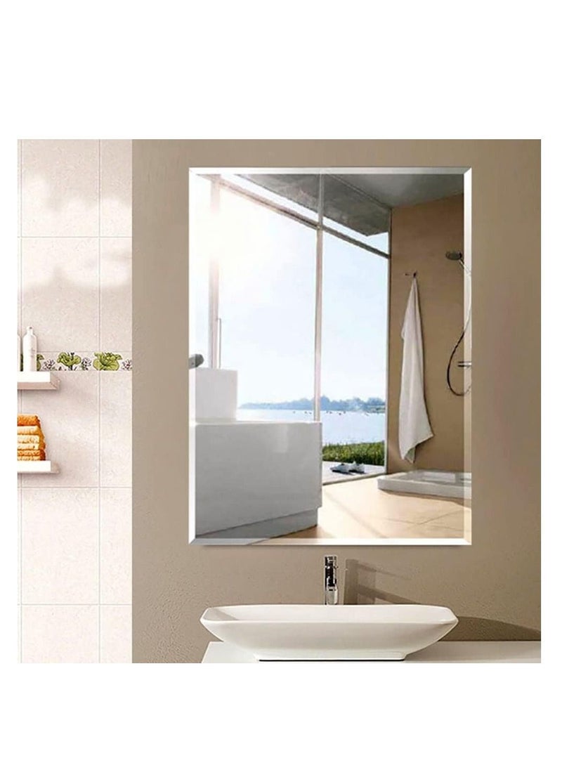 CityRiya-Long - Bathroom Mirror Vanity Makeup Mirror Wall Mounted Frameless Rectangular Mirror for Bathroom Vanity Bedroom Dressing Table Vertical or Horizontal Hanging (50 * 70cm, Clear) - Image 1