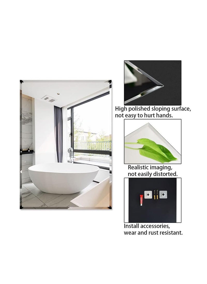 CityRiya-Long - Bathroom Mirror Vanity Makeup Mirror Wall Mounted Frameless Rectangular Mirror for Bathroom Vanity Bedroom Dressing Table Vertical or Horizontal Hanging (50 * 70cm, Clear) - Image 1