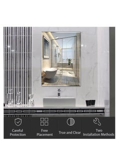 CityRiya-Long Bathroom Mirror Vanity Makeup Mirror Wall Mounted Frameless Rectangular Mirror for Bathroom Vanity Bedroom Dressing Table Vertical or Horizontal Hanging (50 * 70cm, Clear)  - Image 5