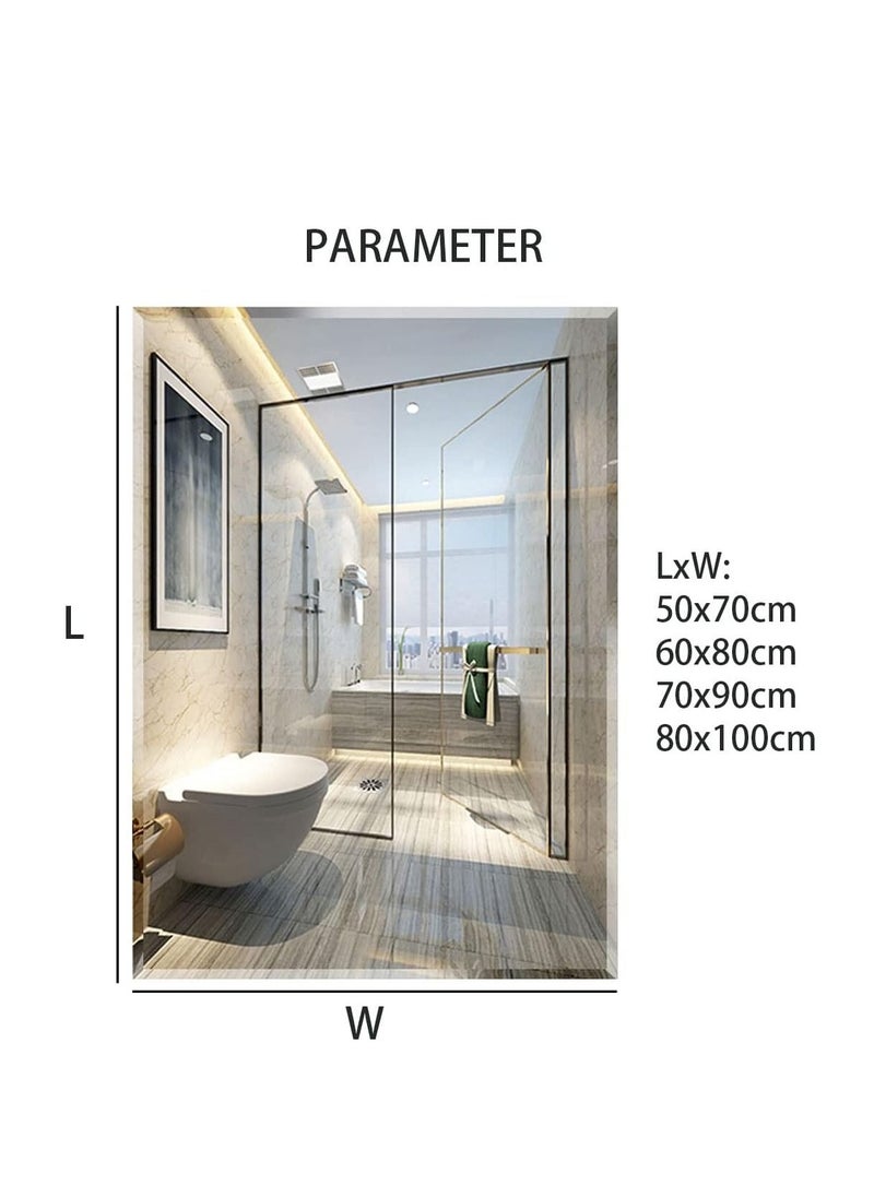 CityRiya-Long - Bathroom Mirror Vanity Makeup Mirror Wall Mounted Frameless Rectangular Mirror for Bathroom Vanity Bedroom Dressing Table Vertical or Horizontal Hanging (50 * 70cm, Clear) - Image 1