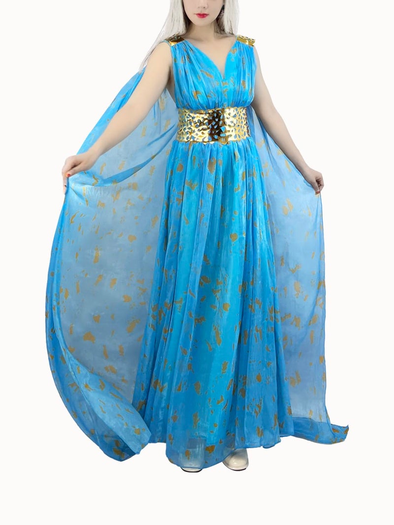 Nodkim Dragon Queen Costume Chiffon Dress Halloween Cosplay For Women-Large - Image 4