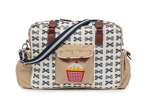 Pink Lining Baby Diaper Bag Yummy Mummy Navy Bows - Image 1