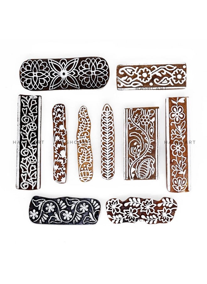 Hashcart Hashcart | Set of 10 | Multi Design Printing Blocks for Saree Border | Henna Mehndi Hand Printing | Stamps for Scrapbooking | Fabric Textile | Project Making | Art Craft  - Image 2