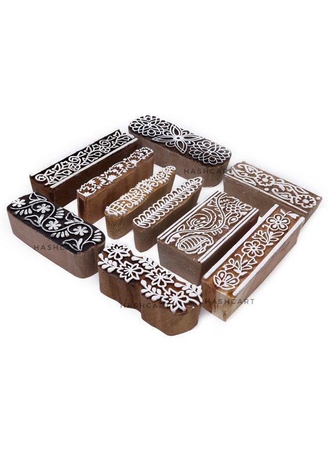 Hashcart Hashcart | Set of 10 | Multi Design Printing Blocks for Saree Border | Henna Mehndi Hand Printing | Stamps for Scrapbooking | Fabric Textile | Project Making | Art Craft  - Image 1