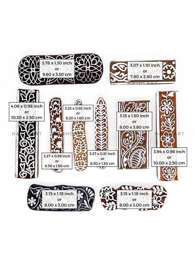 Hashcart Hashcart | Set of 10 | Multi Design Printing Blocks for Saree Border | Henna Mehndi Hand Printing | Stamps for Scrapbooking | Fabric Textile | Project Making | Art Craft  - Image 4