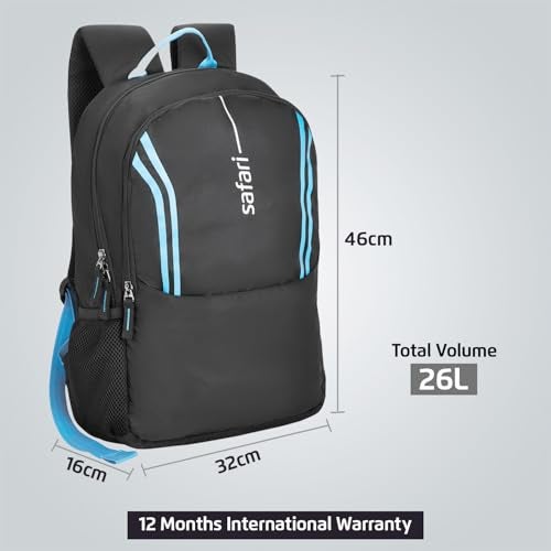 Safari Flash Neo 26L Casual Printed Backpack, 2 compartments, bottle holder, Front pocket, school bag for boys and girls, college, office, travel for men and women, Color- Black - Image 4