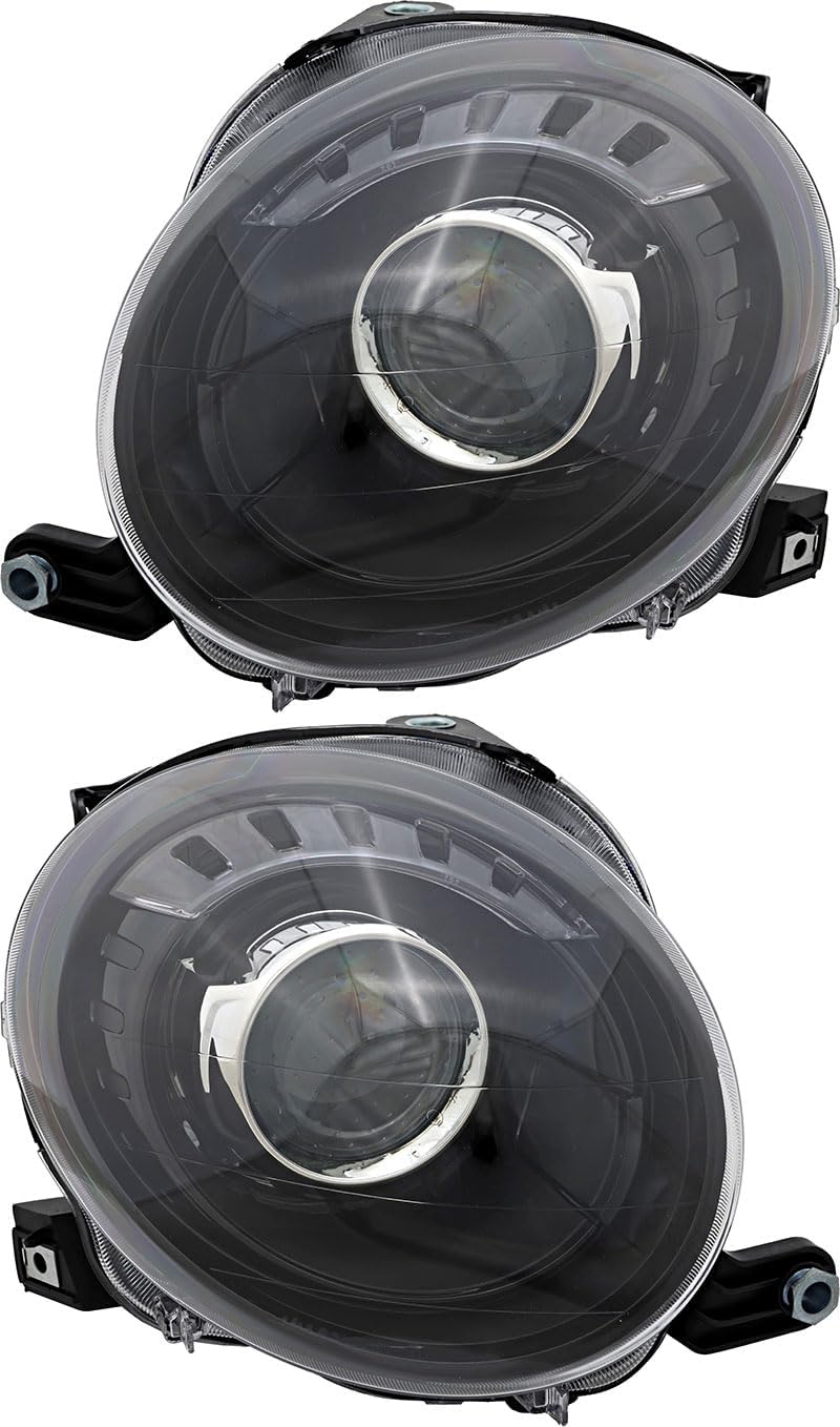 JP Auto Compatible Headlight Lamps Set for Fiat 500 (2013-2017) - Halogen Black Trim - Image 1