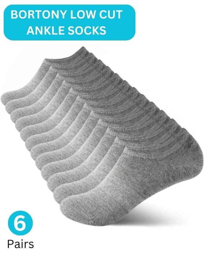 BORTONY BOROTNY 6 Pairs No Show Socks for Mens Womens Low Ankle Socks Adults Free Size Socks for Sneakers Footies Athletic Anti-slip Invisible Liner Socks 12 Pieces  - Image 1
