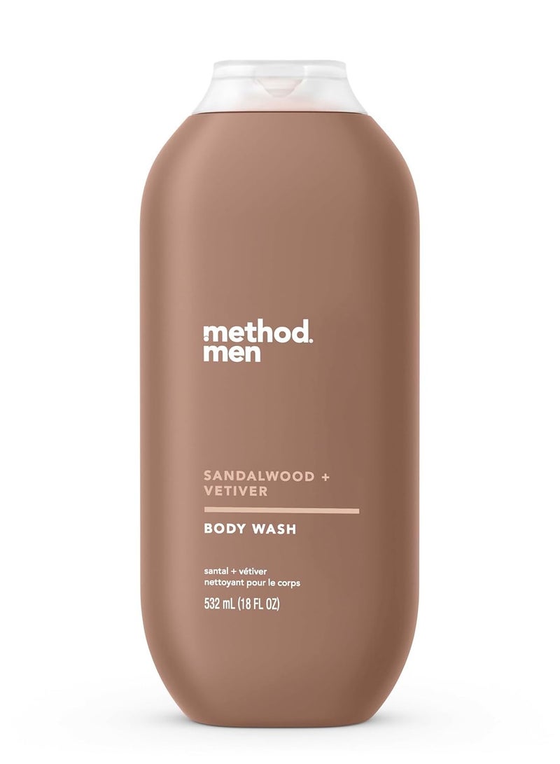 Method Method Men Softening Body Wash, Sandalwood + Vetiver, Paraben and Phthalate Free, 18 fl oz (Pack of 1) - Image 1