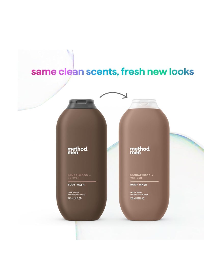 Method Method Men Softening Body Wash, Sandalwood + Vetiver, Paraben and Phthalate Free, 18 fl oz (Pack of 1) - Image 2