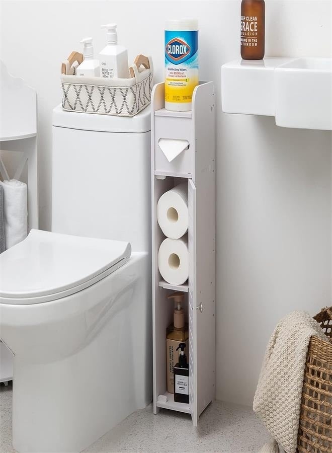 Generic Bathroom Storage Cabinet,Small Bathroom Storage Cabinet Great for Toilet Paper Holder,Bathroom Organizer for Small Spaces,White  - Image 3
