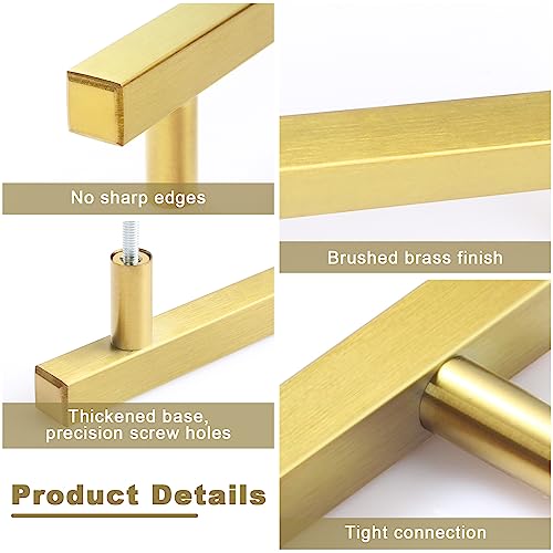 Estmoon 30 Pack Brushed Brass Cabinet Handles 3 Inch Gold Cabinet Pulls Modern Square Drawer Pulls Brass Gold Dresser Pulls Hardware Kitchen Handles for Cabinets and Drawers, 5" Total Length - Image 4