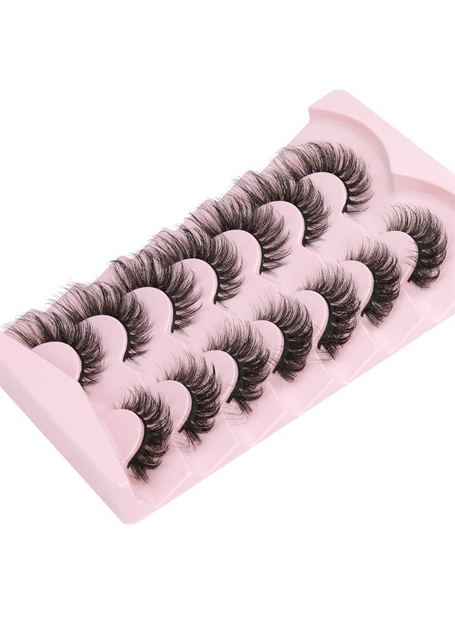 Boahankuke False Eyelashes Cat Eye Lashes Dramatic Fake Eyelashes Natural Look 7 Pairs 10-20 MM Fox Eye 8D Wispy Fluffy Extension Pack Volume Thick Faux Mink Lashes Cruelty Free Light - Image 2