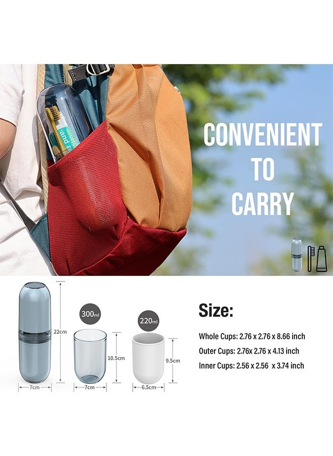 JCB CHIC - Toothbrush Travel Holder, 4 in 1 Family Travel Toothbrush Kit with Multifunctional Toothbrush Cup, Portable Travel Toothbrush Holder Suitable - Image 1