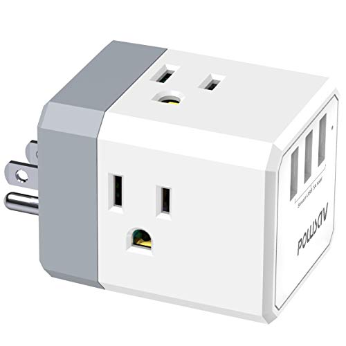 POWSAV 3-Outlet USB Wall Charger and Extender with 3-Way Splitter, ETL Listed - for Home, Office, Cruise Ship - Image 1