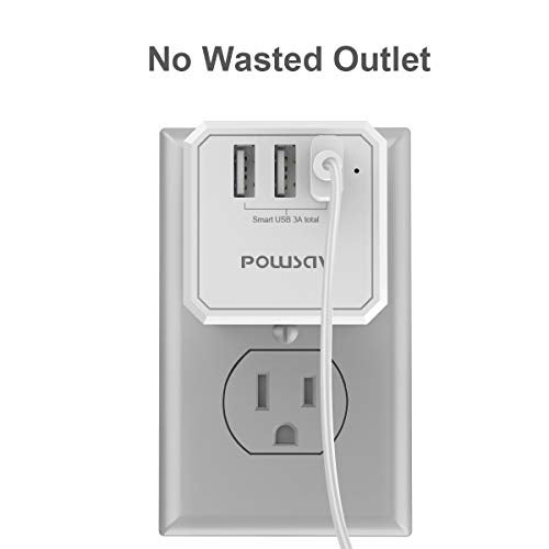 POWSAV 3-Outlet USB Wall Charger and Extender with 3-Way Splitter, ETL Listed - for Home, Office, Cruise Ship - Image 5