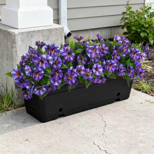 Hrobek Fake Artificial Flowers for Outdoors Decoration,4 Bundles Silk Faux Spring Flowers with Plants Leaves UV Resistant for Planter Front Door Porch Yard Patio Window Box Home Indoor Decor - Image 5